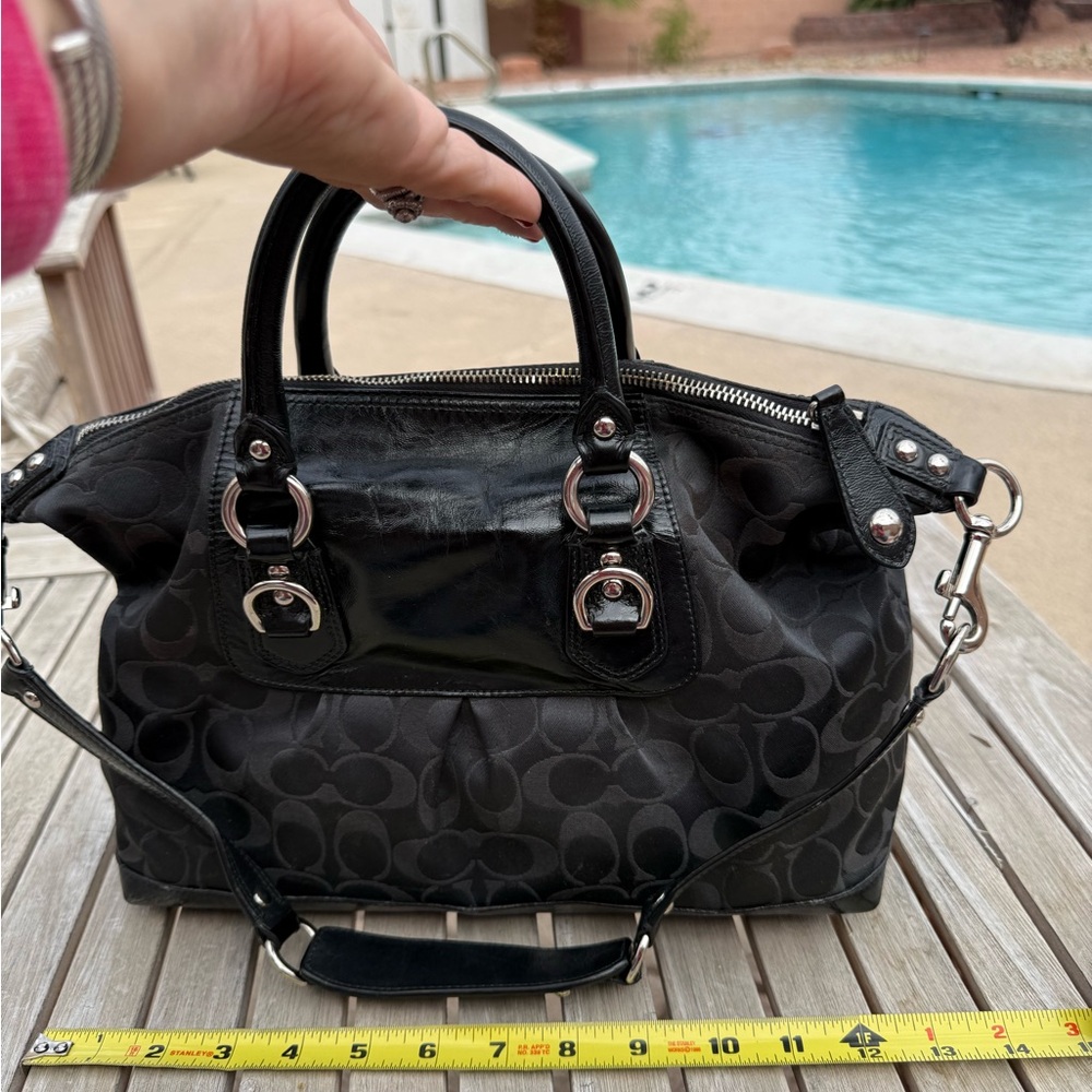 2000s Vintage Coach Ashley Signature Satchel black monogram c print purse - Picture 6 of 7
